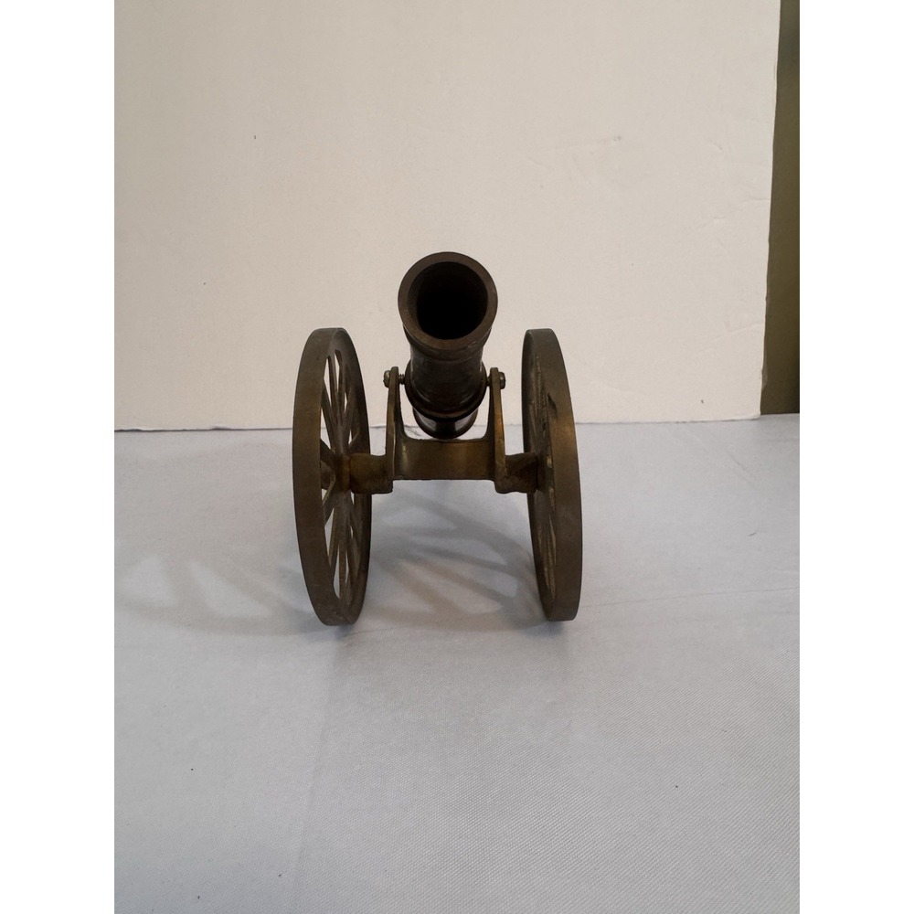 Vintage Brass Field Cannon Replica Carriage Desk Decor Moving Wheels Military - Picture 4 of 6